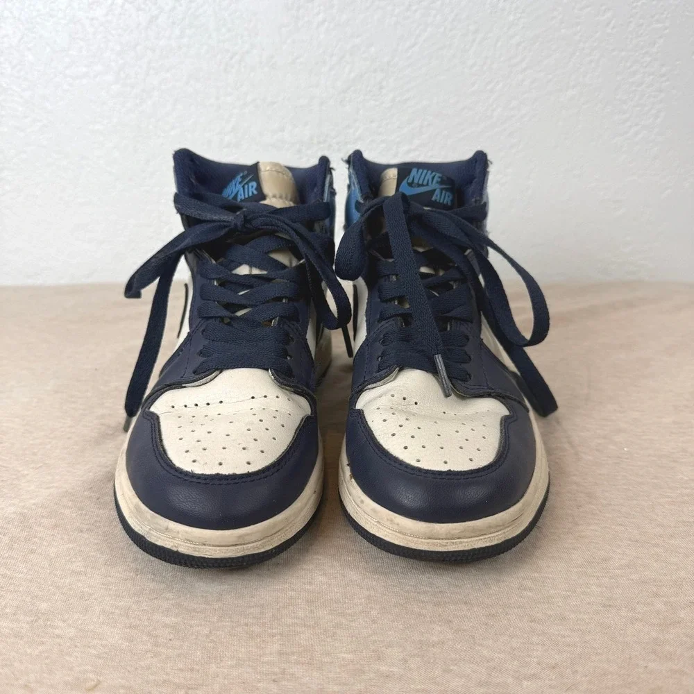 Nike Air Jordan 1 High OG Navy White Light‎ Blue Sneakers DC0774 110 Youth 6Y